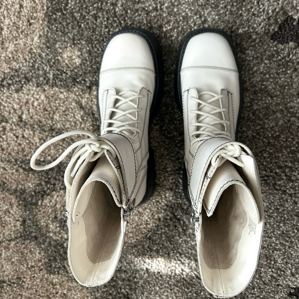 Vince Camuto White Lace Up Boots